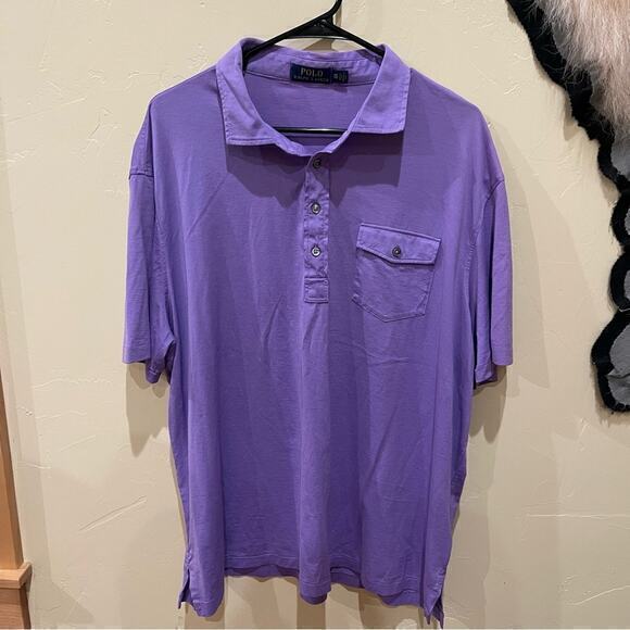 Polo Ralph Lauren Mens XXL Purple Soft Cotton Polo Front Pocket‎ Workwear Preppy - Picture 1 of 3